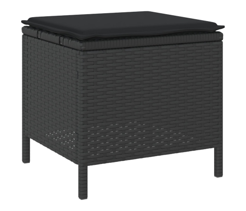 Conjunto de Comedor de Jardín de 4 Piezas con Cojines Negro de Poliratán y Acacia