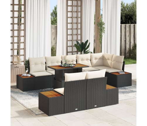 Conjunto de Sofás de Jardín  Conjunto de 9 Beige Ratán, Tela, Metal