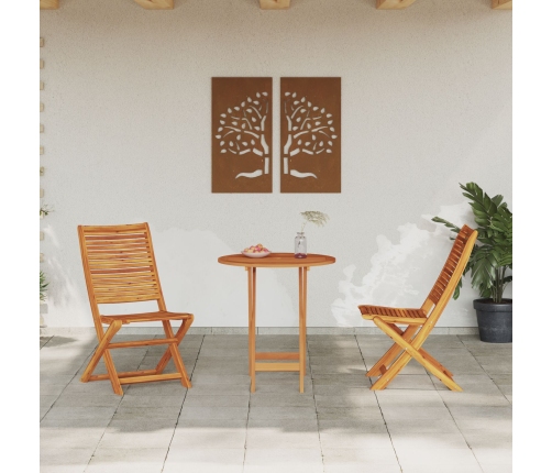 Juego de Bistro Plegable de 3 Piezas en Madera Maciza de Acacia
