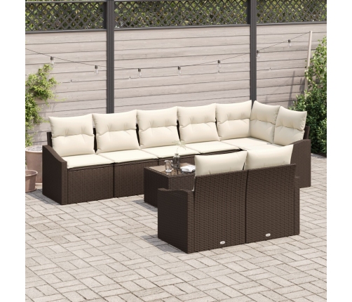 Conjunto de Sofá de Jardín Conjunto de 9 Beige, Marrón