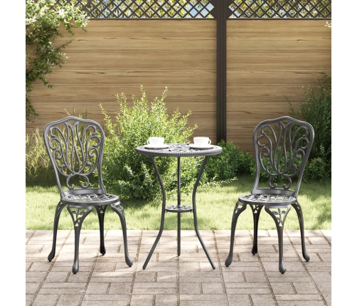Set de Bistro de Jardín de 3 Piezas  en Aluminio Fundido Negro