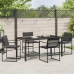 Conjunto de Comedor de Jardín de 5 Piezas con Cojines Negro Textileno y Acero