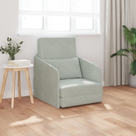 Sofá Cama de Piso 2 en 1 Gris Claro 65x80x83 cm Terciopelo