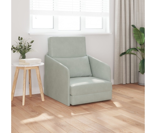 Sofá Cama de Piso 2 en 1 Gris Claro 65x80x83 cm Terciopelo