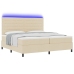 Cama con resortes  con colchón y luz LED crema 200x200 cm tela