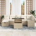 Conjunto de Sofás de Jardín de 8 Piezas con Cojines Beige Ratán Poliéster
