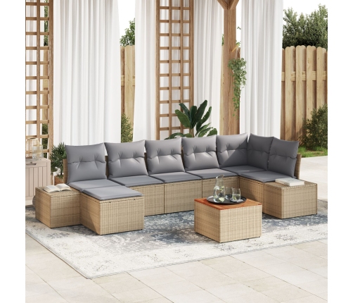 Conjunto de Sofá de Jardín  Juego de 8 Beige y gris Ratán y tela