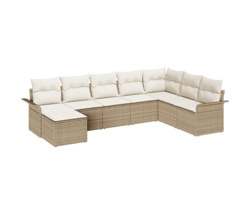 Set de sofá de jardín de 8 piezas con cojines ratán beige