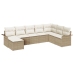 Set de sofá de jardín de 8 piezas con cojines ratán beige
