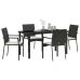 Juego de Comedor de Jardín  de 5 Piezas con Cojines Negro Poliratán