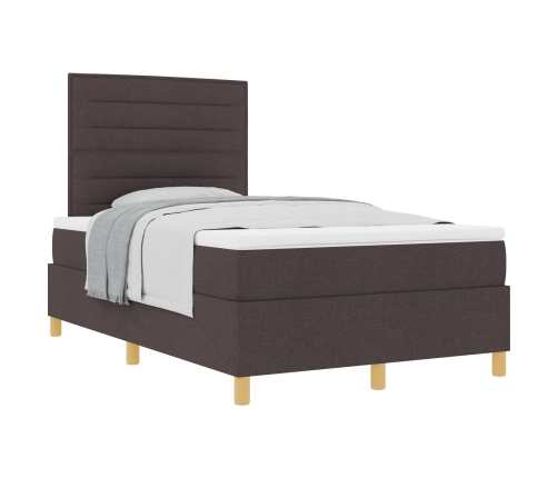 Cama con Somier  con Colchón Marrón Oscuro 120x200 cm Tela