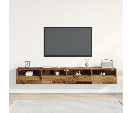 Gabinetes de TV  2 pcs Madera Vieja 100x30x30 cm Madera Elaborada