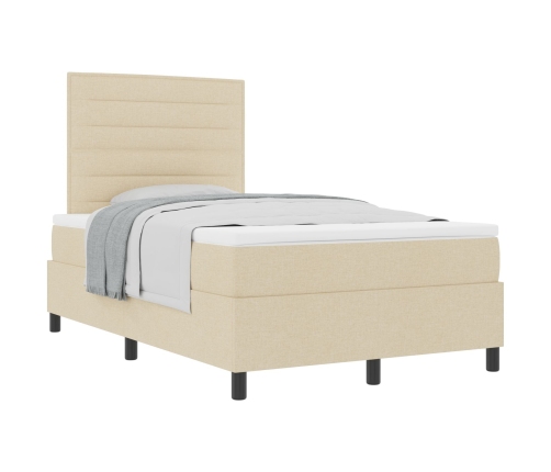 Cama con base de resortes  con colchón crema 120x200 cm Tela