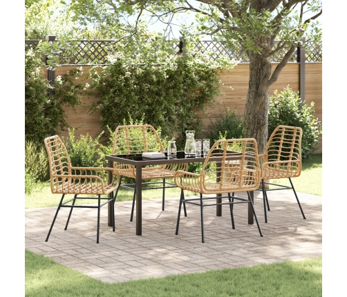 Set de Comedor de Jardín de 5 Piezas Marrón Poliratán