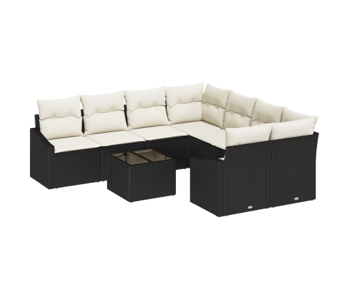 Conjunto de Sofá de Jardín  9 Piezas Crema y Negro