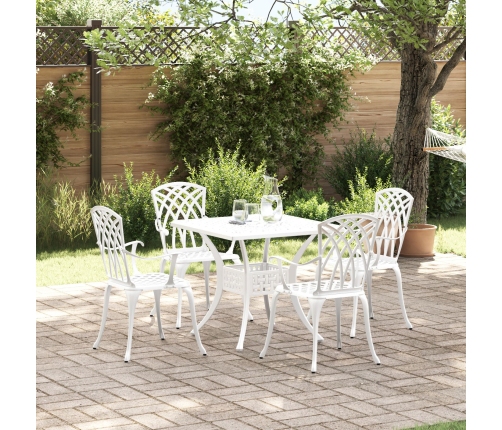 Conjunto de Comedor de Jardín de 5 Piezas  Blanco de Aluminio Fundido