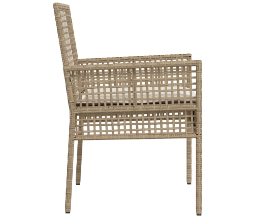 sillas de jardín  2 pcs con cojines beige de ratán
