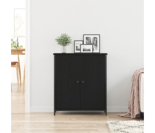 Aparador  Roble Negro 70x30x80 cm Madera Ingenierizada y Acero
