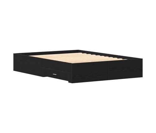 Cama con Cajones  Negro Roble 135x190 cm Madera Engineered