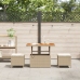 Juego de Comedor de Jardín de 3 Piezas con Cojines Beige Ratán Sintético Acacia