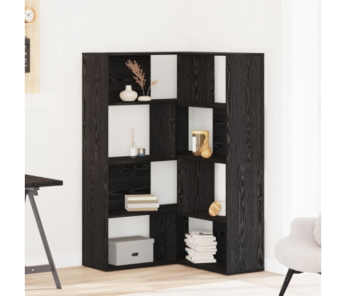 Armario Esquinero  Negro Roble 140x30x140 cm Madera Elaborada