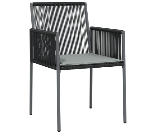 Conjunto de Comedor de Jardín  de 5 Piezas con Cojines Negro Poliratán