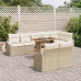 Conjunto de Comedor de Jardín  de 9 Piezas con Cojines en Ratán Sintético Beige Acacia