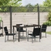 Juego de Comedor de Jardín de 5 Piezas con Cojines de Rattan Negro