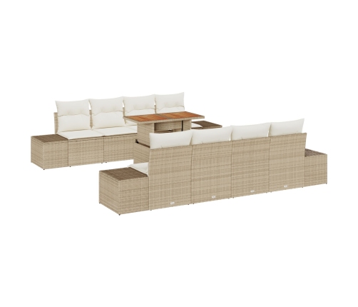 Juego de sofá de jardín  Set de 7 Beige y crema Ratán y poliéster