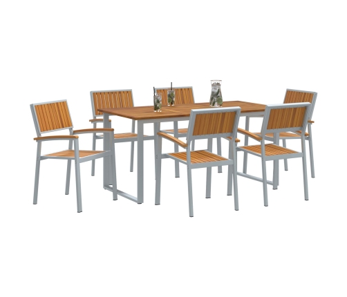 Juego de comedor de jardín Juego de 7 Gris, Marrón
