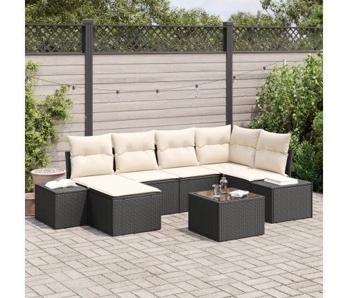 Conjunto de Sofá de Jardín  Conjunto de 7 Negro y crema