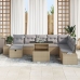 Conjunto de Sofá de Jardín  de 9 Piezas con Cojines Beige Rattan Sintético