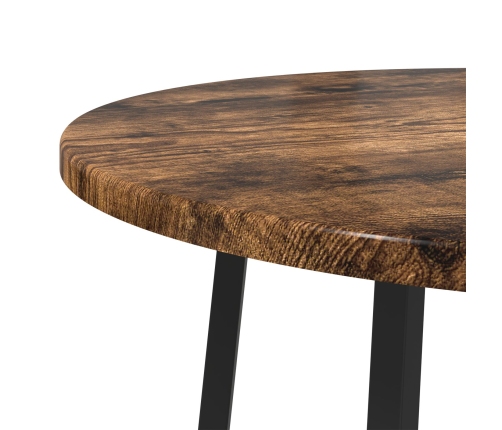 Mesa lateral  de 2 piezas en madera de roble ahumado y metal