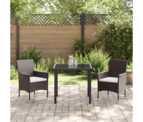 Conjunto de Comedor de Jardín de 3 Piezas Marrón Poliratán