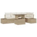 Conjunto de Sofás de Jardín  de 6 Piezas con Cojines Beige Poliratán