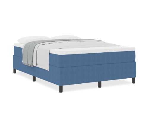 Cama Box Spring  con Colchón Azul 140x200 cm Tela de Pana