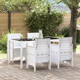 Silla de Jardín  Juego de 4 Blanco Poliratán Estándar Ligero