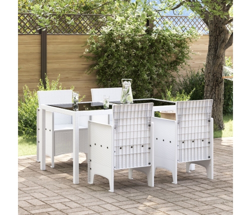 Silla de Jardín  Juego de 4 Blanco Poliratán Estándar Ligero