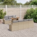 Juego de Comedor de Jardín de 8 Piezas con Cojines Beige Ratán Poli Acacia
