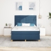 Cama con Base de Muelles Azul con Colchón 160x200 cm Tela