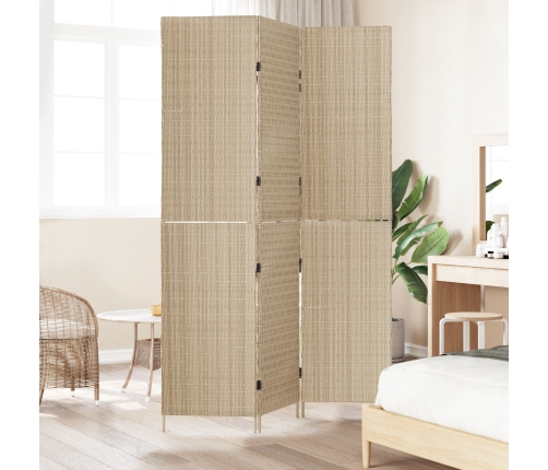 Divisor de habitación  3 paneles plegable beige 146x200 cm de poliratán