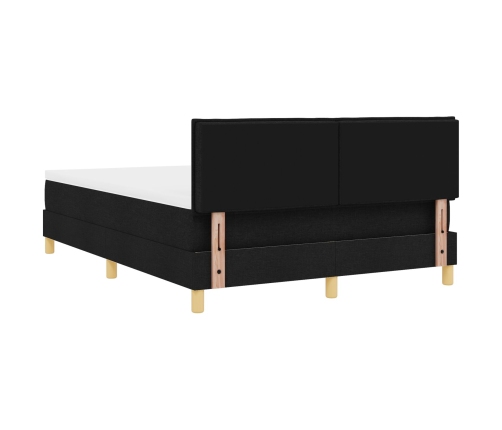 Cama con Base de Muelles  con Colchón Negra 140x200 cm Tela