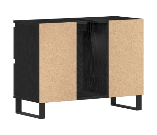 mueble de baño  lavabo negro roble 80x33x60 cm madera elaborada
