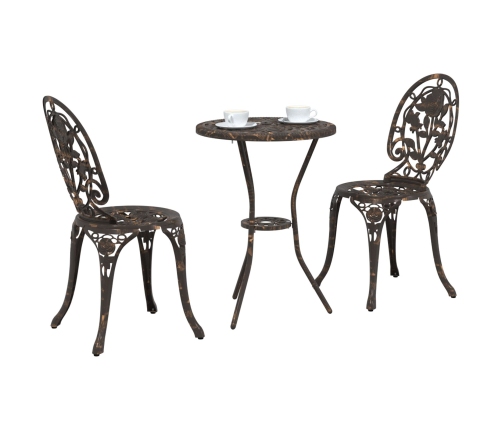 Set de Bistro de Jardín de 3 Piezas  Bronce de Aluminio Fundido