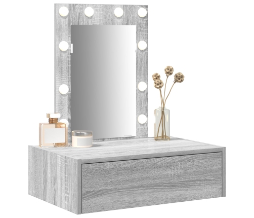 Mesa de tocador colgante  con luces LED Gris Sonoma