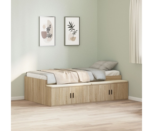 Cama con almacenamiento  Roble Sonoma 100x200 cm