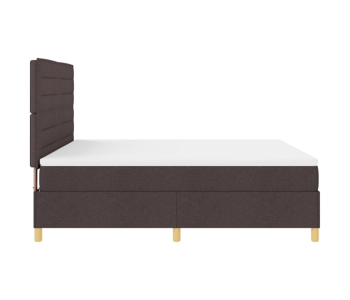 Cama con Somier  con Colchón Marrón Oscuro Super Rey Tela