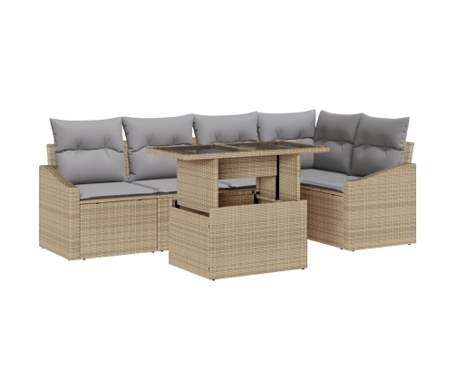 Conjunto de Sofá de Jardín  Juego de 6 Beige Ratán Sofá de Jardín
