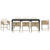 Set de Comedor de Jardín de 9 Piezas con Cojines Beige Ratán Polimérico