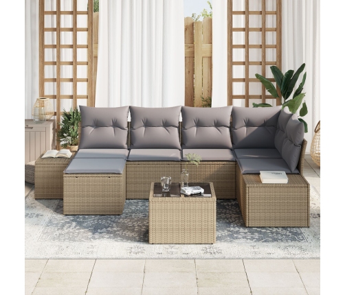 Conjunto de Sofás de Jardín  Set de 7 Beige y gris